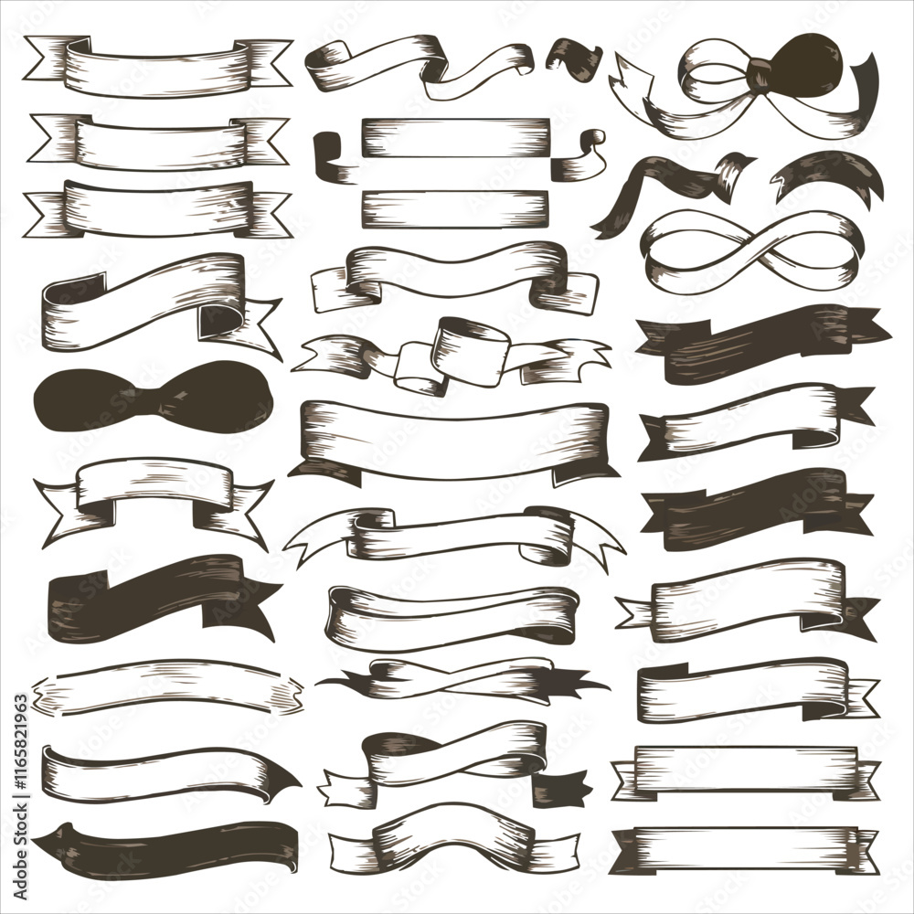 Vector ribbon banner set. Stock illustration. Vector ribbon banner set. Stock illustration.