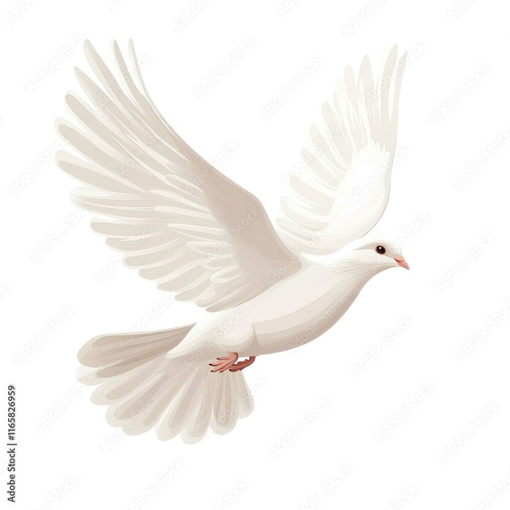 Symbol of Peace: Free Flying White Dove Isolated on White Background on transparent background Symbol of Peace: Free Flying White Dove Isolated on White Background on transparent background