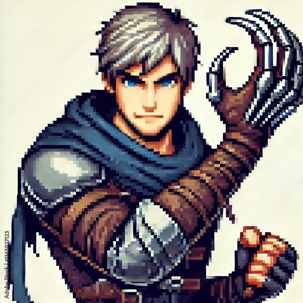 character design with claw weapons, pixel art character design with claw weapons, pixel art