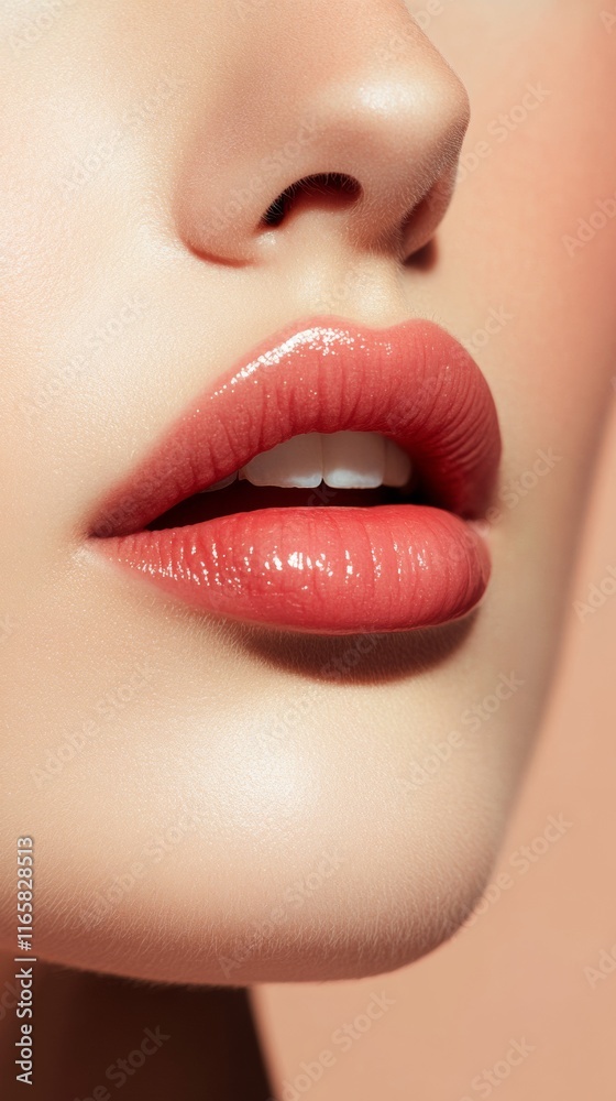 Obraz premium closeup sexy lips with copy space vertically 9:16