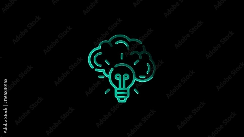 brainstorming icon animation on black background.. brainstorming icon animation on black background..