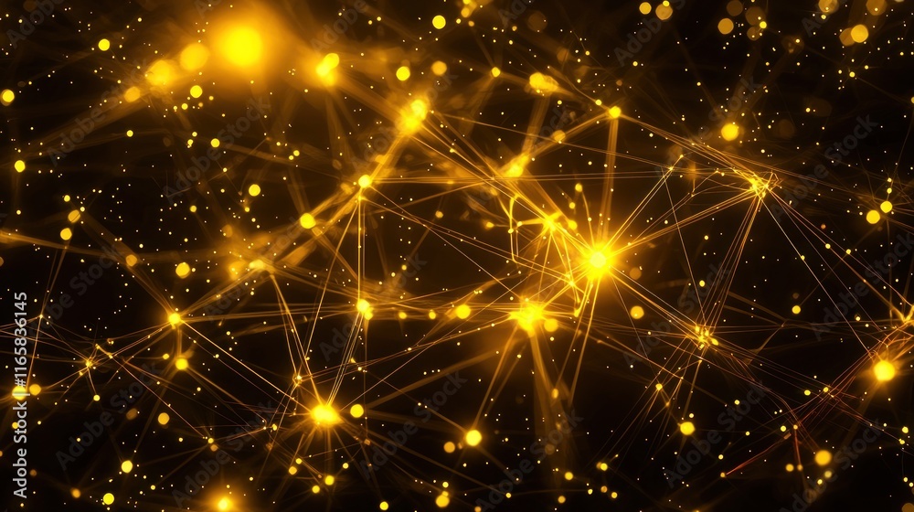 Fototapeta premium Golden Network: Abstract Art of Interconnectedness