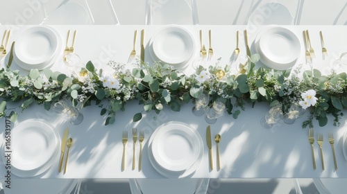 Elegant dining table setup with greenery and candles for a special occasion i...