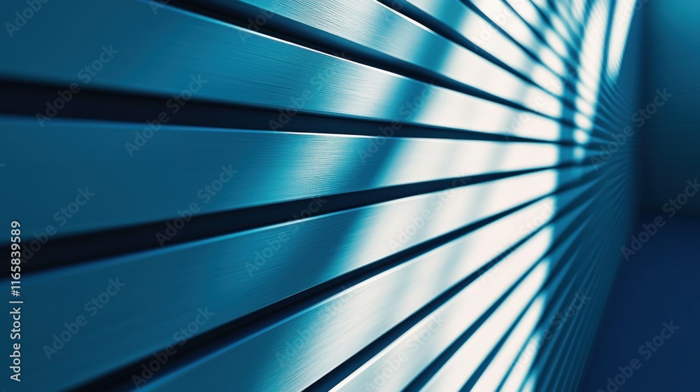 Abstract Blue Metallic Texture: Parallel Lines and Light