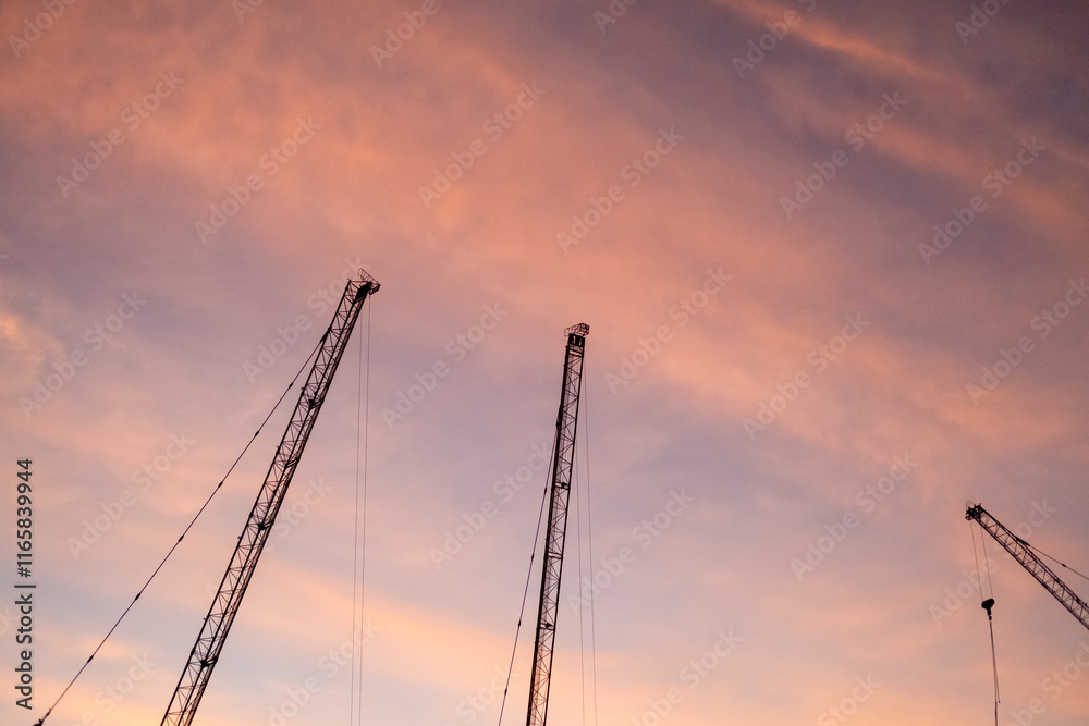 Silhouette of construction crane with beautiful sunset sky. Silhouette of construction crane with beautiful sunset sky.