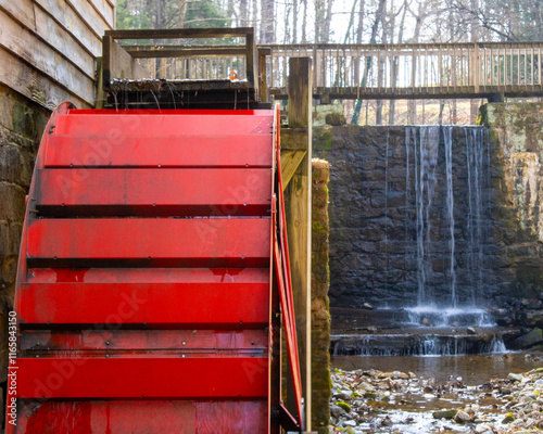 Red Waterwheel at Cullman Alabama Grist  photo