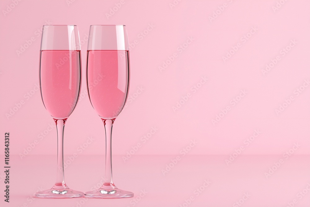 Valentine's Day Pink Champagne Flutes Romantic Drinks Festive Celebration Valentine's Day Pink Champagne Flutes Romantic Drinks Festive Celebration