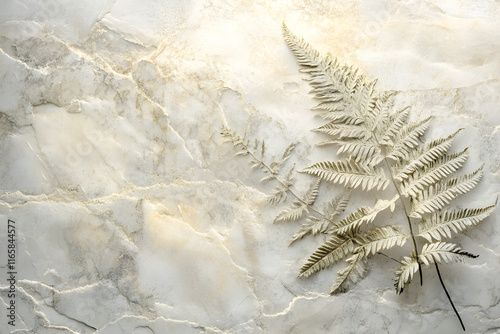 Exquisitely Preserved Ancient Fern Fossil Embedding in Sedimentary Rock Captures Prehistoric Plant Life photo