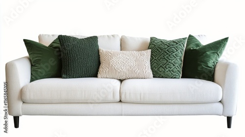 Stylish decorative pillows arranged on a cozy white sofa enhancing a modern l...