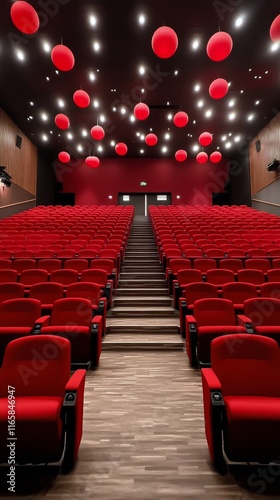Interior design of a modern concert hall with unique architectural elements