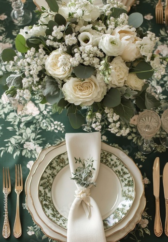 Elegant table setting with floral centerpiece for a spring gathering