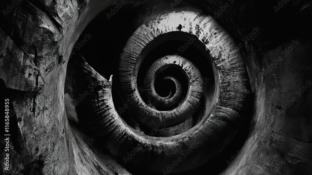 Abstract Spiral Shell: Monochrome Nature Photography Abstract Spiral Shell: Monochrome Nature Photography