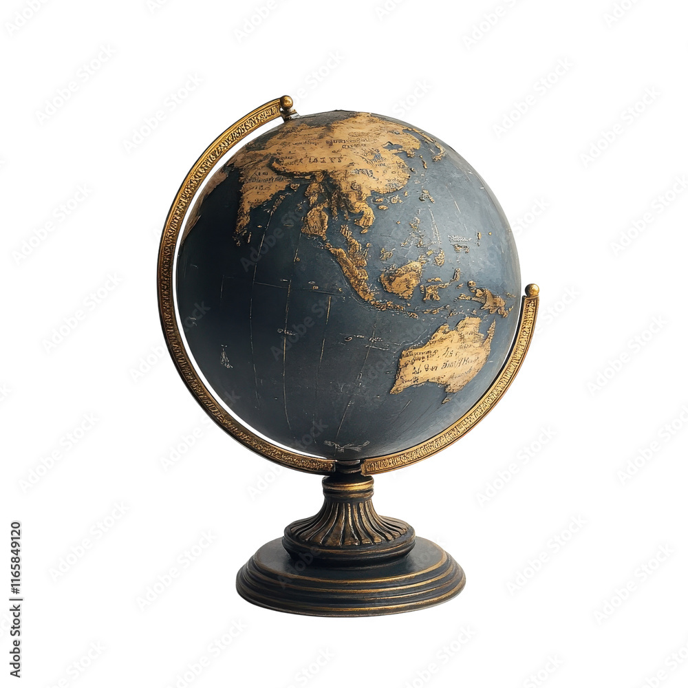 Detailed Globe Showing Continents and Oceans for Educational Use on transparent background