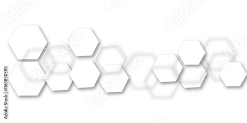 Abstract geometric technology 3d white light structure technology out line hexagon polygonal honeycomb luxury pattern vector background.