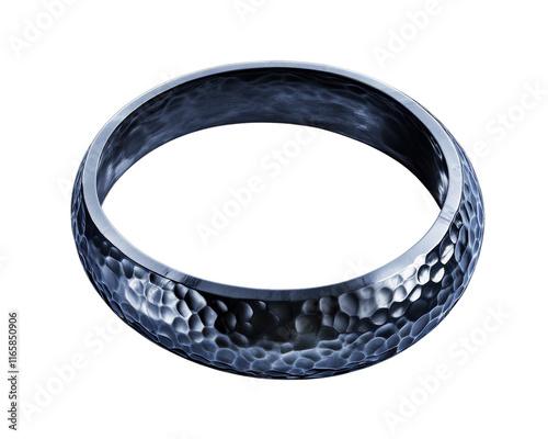 Hammered metal ring on white isolated background. photo