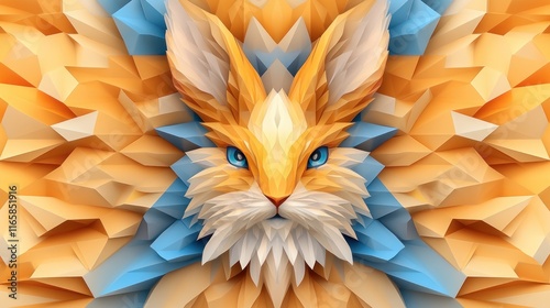 Explore captivating abstract art with our 'Abstract Rabbit with Bunny Ears' piece, a modern geometric masterpiece Featuring a stylized rabbit head with distinctive bunny ears in bold orange and blue photo