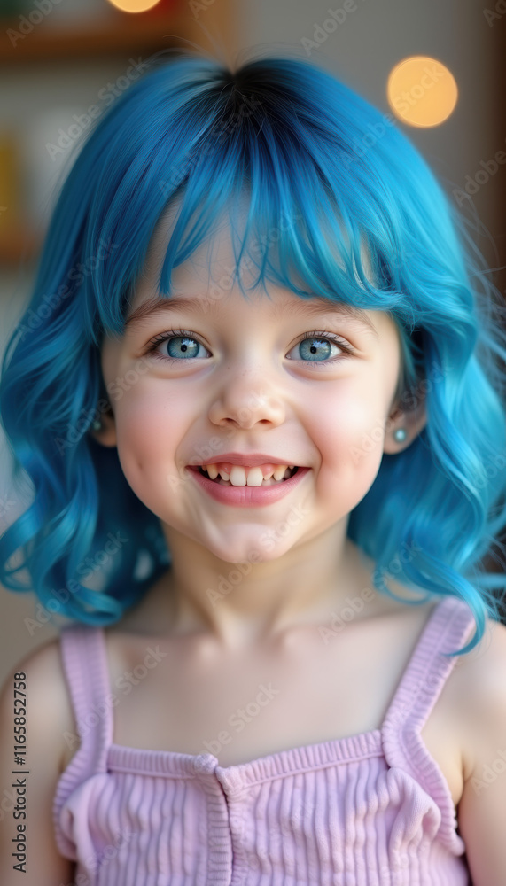 An adorable little girl with light blue hair, exuding the delightful essence of childhood, capturing the magic of innocence and joy. An adorable little girl with light blue hair, exuding the delightful essence of childhood, capturing the magic of innocence and joy.