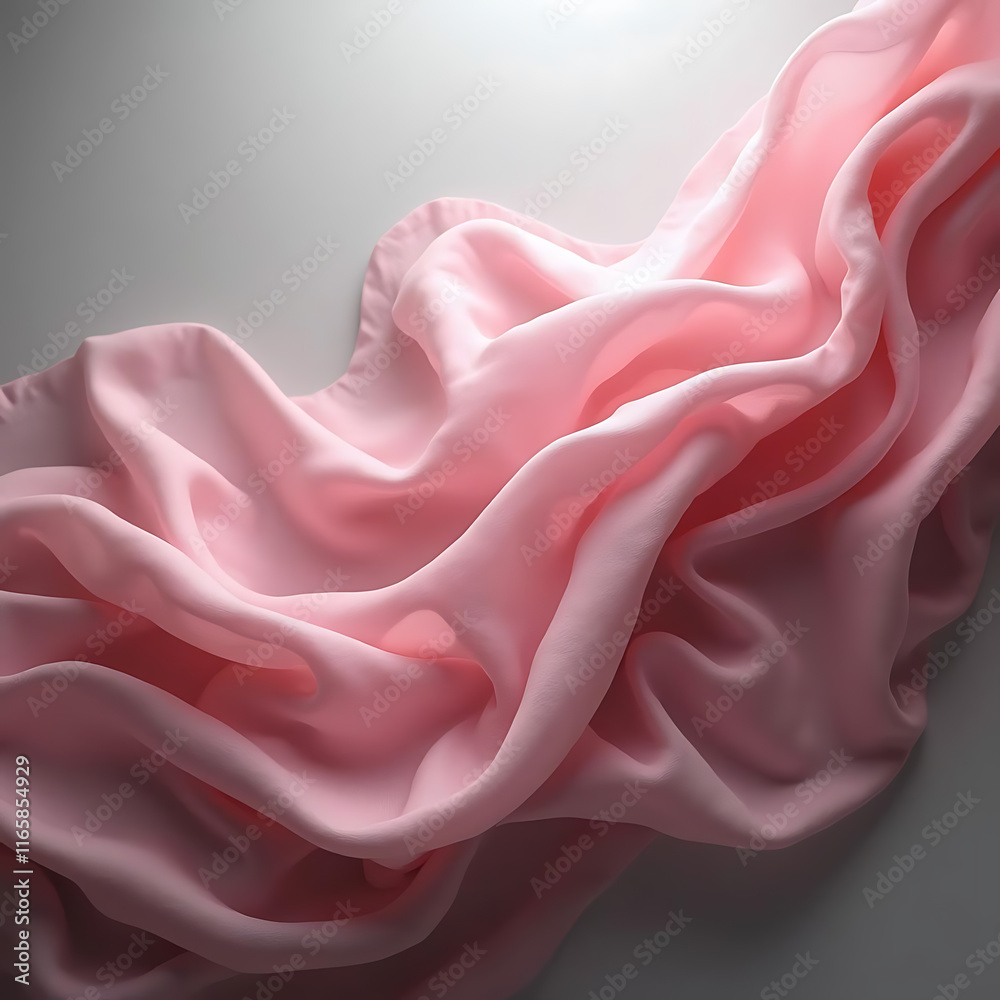 Obraz premium Beautifully Draped Light Pink Fabric with Soft Texture Glistening in Ambient Light
