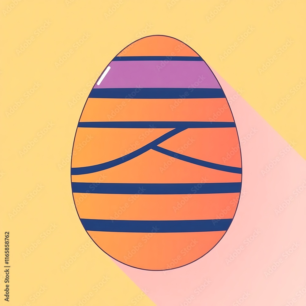 Striped Easter Egg: Vibrant and modern Easter egg illustration with a striped pattern, perfect for spring and holiday themes. Striped Easter Egg: Vibrant and modern Easter egg illustration with a striped pattern, perfect for spring and holiday themes.