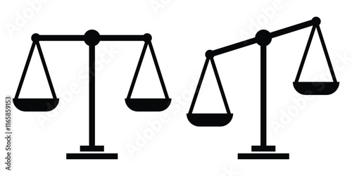 Balanced Scale Silhouette - Intricate Fairness and Justice Vector Design. scales of justice on white, scales icon, scale of justice, scales of justice, social issues, icon, scales, sign, symbol. EPS10