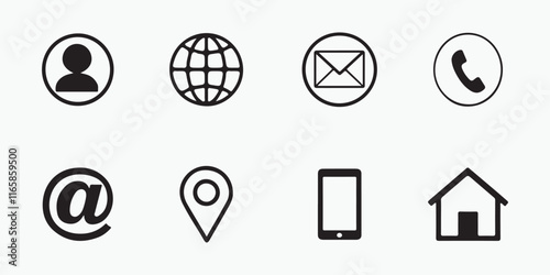 Contact information icon set for a business card design. vector illustration 