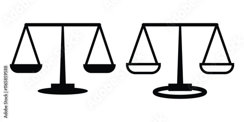 Balanced Scale Silhouette - Intricate Fairness and Justice Vector Design. scales of justice on white, scales icon, scale of justice, scales of justice, social issues, icon, scales, sign, symbol. EPS10
