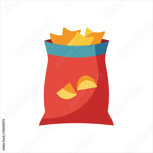 Bag of Chips Vector Illustration on White Background