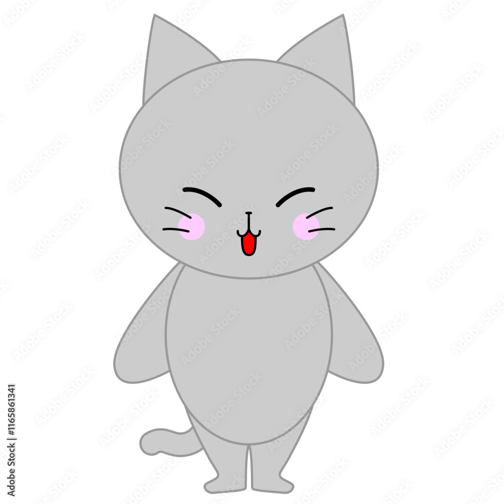 Obraz premium かわいい灰色猫のイラスト