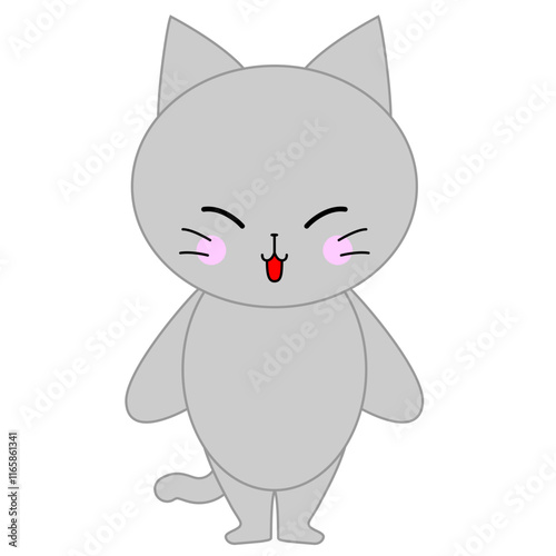 かわいい灰色猫のイラスト