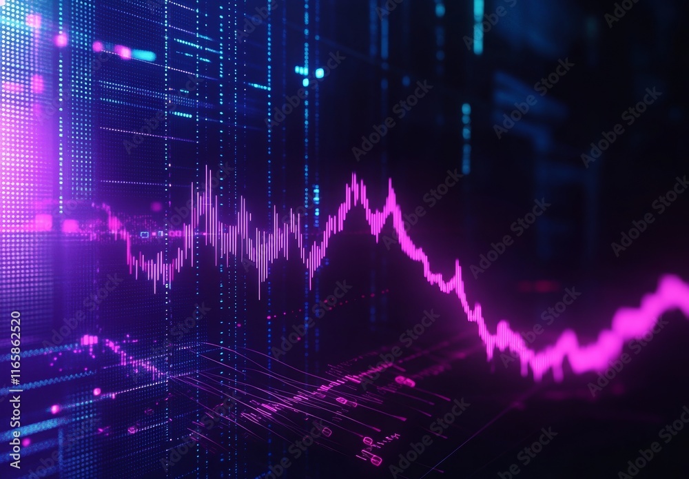 Glowing Stock Market Chart with Dynamic Curves and Lines in Blue, Purple, and Pink
Glowing Stock Market Chart with Dynamic Curves and Lines in Blue, Purple, and Pink