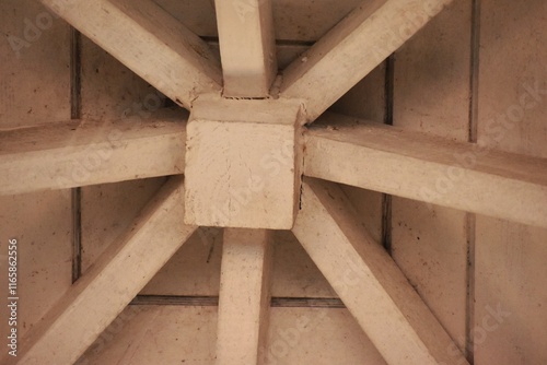 A rustic wooden roof.