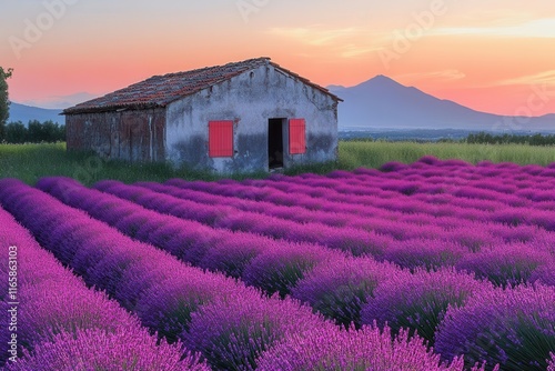 beautiful lavender field illuminated by soft natural light showcasing vibrant blossoms exuding a sense of serenity and tranquility perfect for relaxationthemed artwork photo