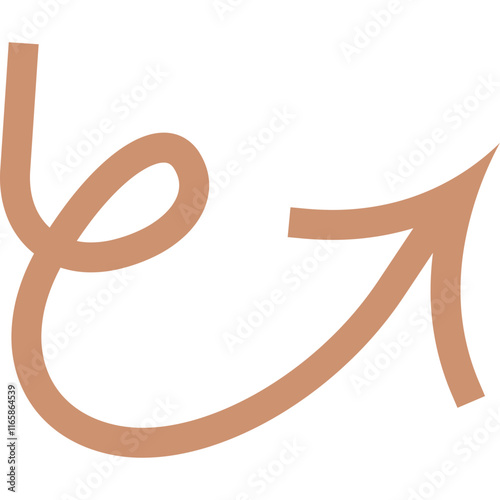 Curvy Arrow Icon:  A hand-drawn style arrow pointing upwards, perfect for indicating growth, progress, or direction. The terracotta color adds warmth and a touch of organic feel. 