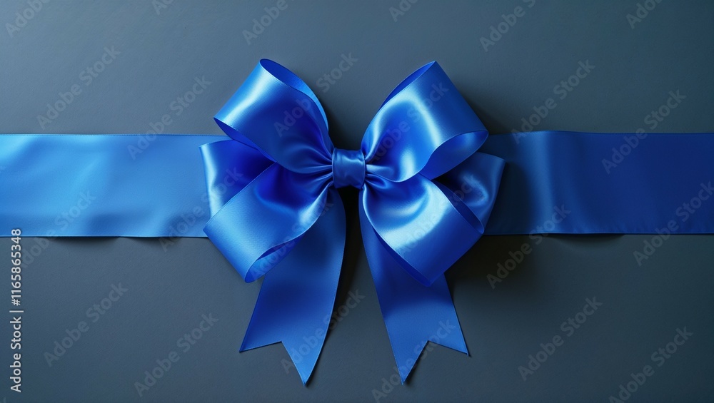 A shiny red satin ribbon tied in a bow decorates a festive Christmas gift box A shiny red satin ribbon tied in a bow decorates a festive Christmas gift box