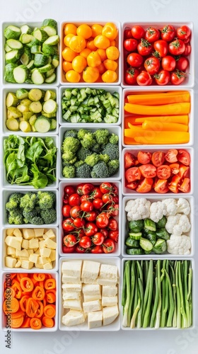 Vibrant Veggie Platter: A Colorful Array of Fresh Cut Vegetables and Dairy for a Healthy and Delicious Meal photo