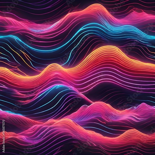 Abstract Neon Colored Light Waves