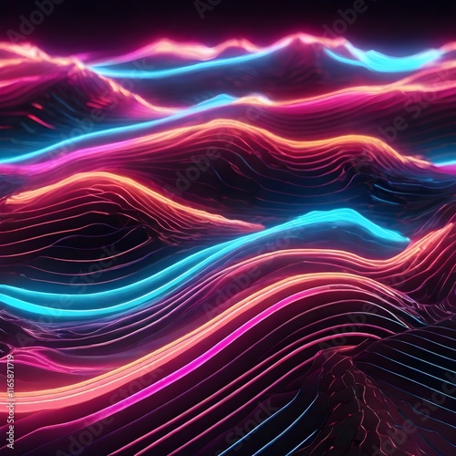 Abstract Neon Colored Light Waves