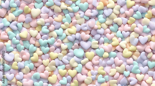 Seamless pattern with 3D small cute hearts	