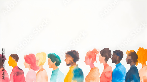 Silhouette profile group of men and women of diverse culturesDiversity multiethnic peopleConcept racial equality and antiracismMulticultural and multiracial society Banner copy space cover poster photo