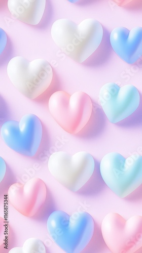 Seamless pattern with 3D small cute hearts	