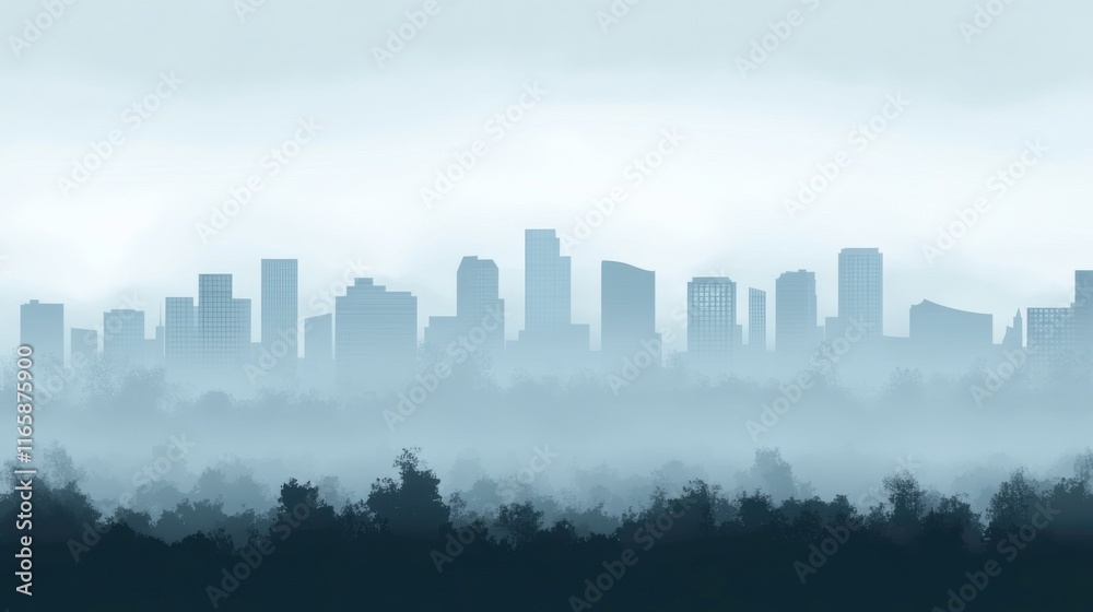 Naklejka premium Muted City Skyline with Faint Building Outlines