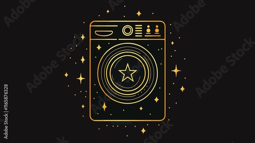 Laundry Washing Machine and Clothes Washer Flat Vector Illustration photo