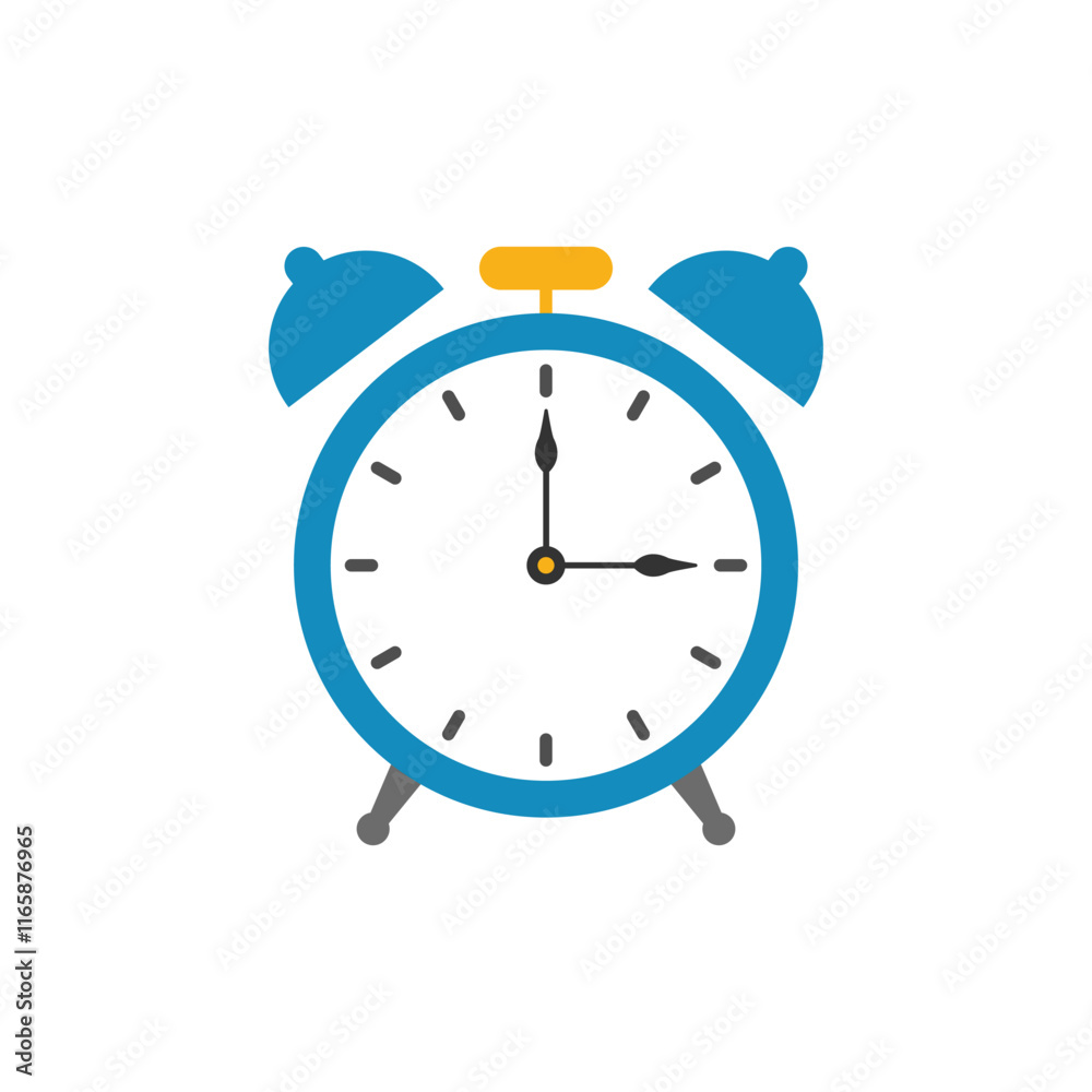Alarm clock flat vector design isolated over white background