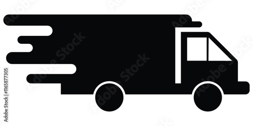 Fast delivery icon. Fast moving delivery truck linear style icon vector, fast shipping delivery truck line icon flat trendy style. Free delivery 24 hours. Logistic trucking sign. Design eps 10