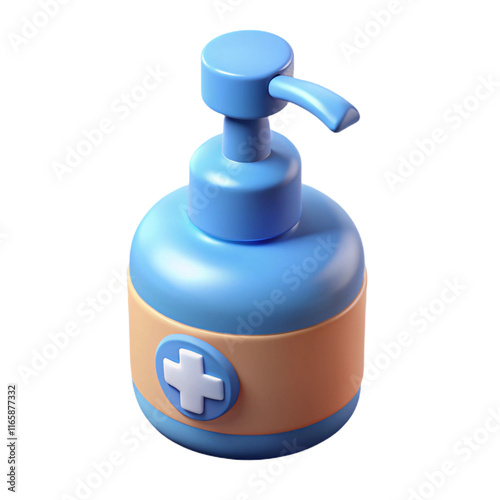 3D Render of a Cartoon-Style Hand Sanitizer Bottle