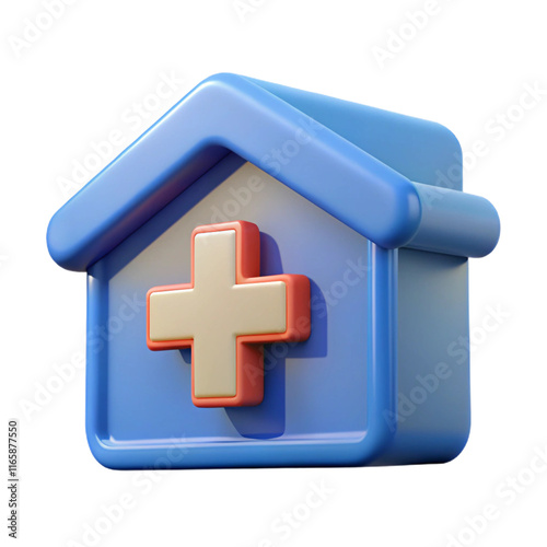 3D Render of a Cartoon-Style Hospital Building