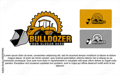 bulldozer heavy duty construction vector logo  design template industry construction company