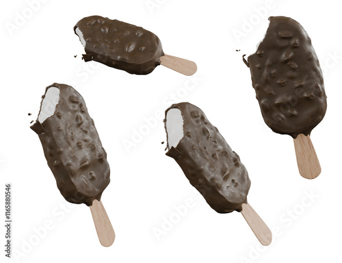 Bitten Ice Cream isolated on white