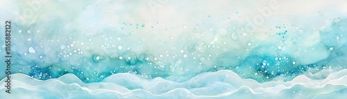 Abstract Watercolor Landscape Of Serene Winter Hills
