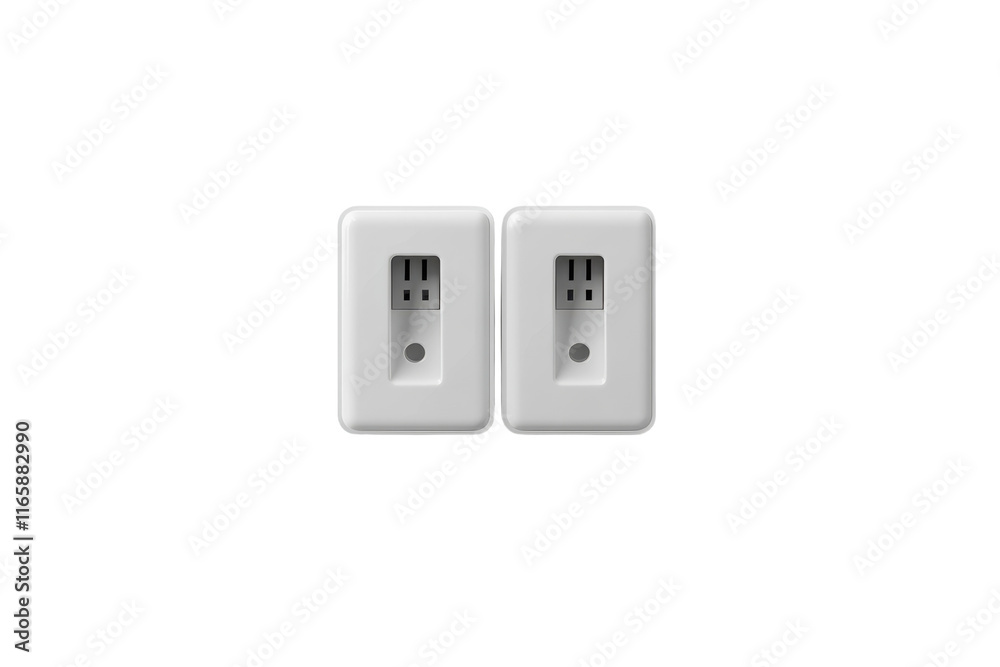 Dual Socket Power Plug on a White Surface isolated on transparent background Dual Socket Power Plug on a White Surface isolated on transparent background